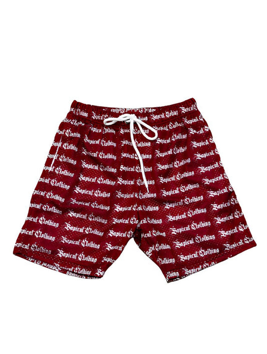 5in inseam pattern print shorts (maroon)